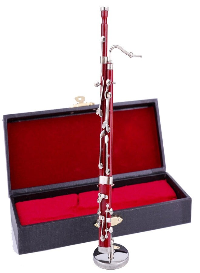 Dselvgvu Miniature Bassoon with Stand and Case Mini Musical Instrument Bassoon Replica Collectible Figurines Dollhouse Accessories Model Home Decoration Display Ornament (6.12") - Image 1